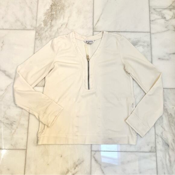 Athleta Eastbound Half Zip Sweatshirt XS Women's White Zip-Up Top - Picture 10 of 13
